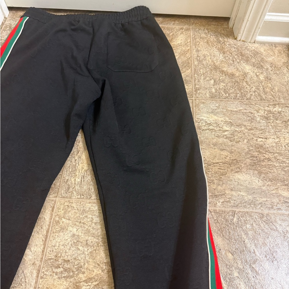 Gucci Black Joggers with Red and Green Accents